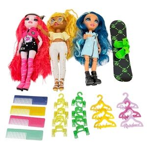 Rainbow High Mara Pinkett Wonderland Sunny Skyler Bradshaw and Accessories Lot